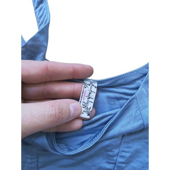 Free People Be Cool Brami Satin Corset Crop Tank Top Light Blue XS Coquette Y2K - Picture 4 of 5